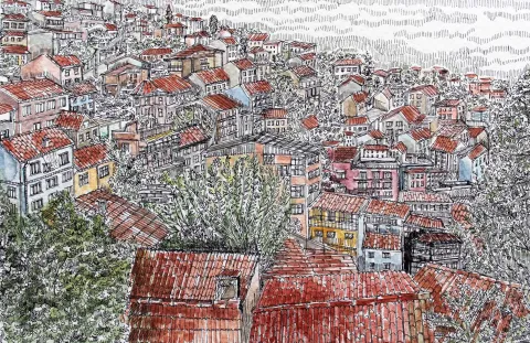 "Bursa Muradiye" eseri SÜMEYYE YUŞAN tarafından 2015 yılında 18x24 cm ölçülerinde Kağıt üzeri sulu boya tekniği ile yapılmıştır.