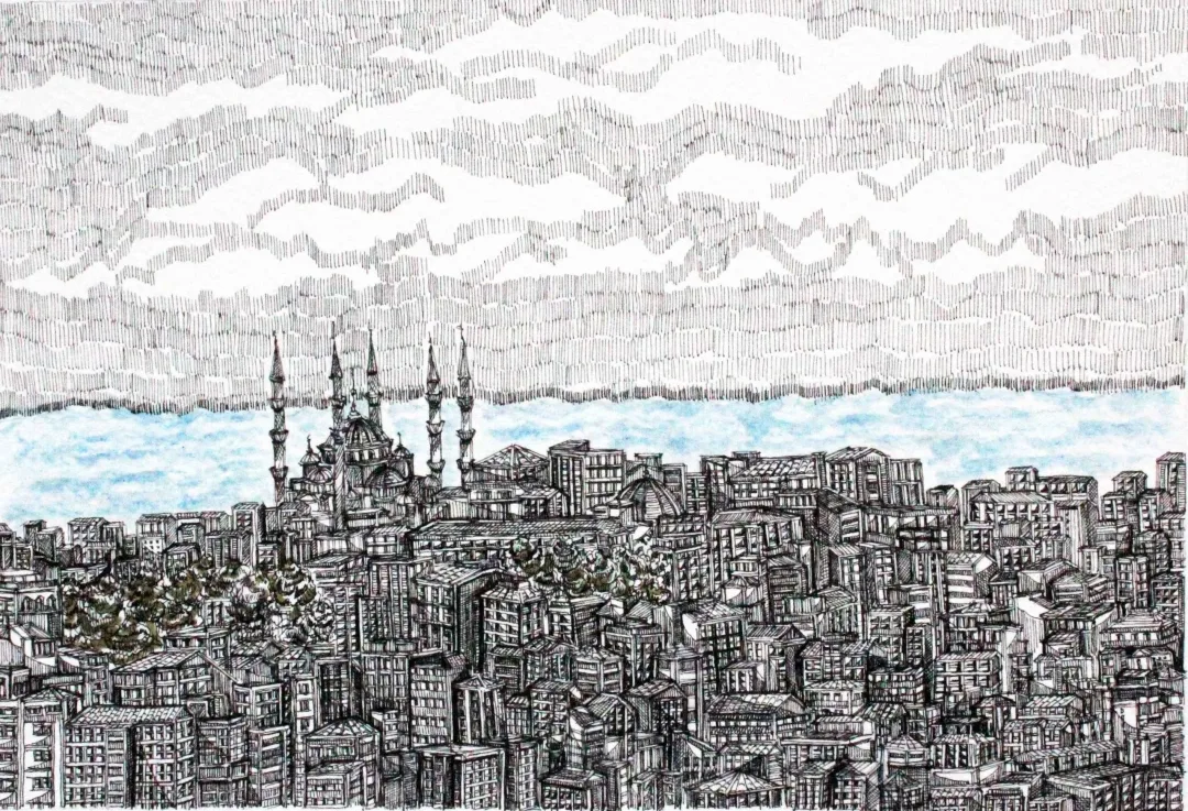 yakınlaştır "İstanbul" eseri SÜMEYYE YUŞAN tarafından 2015 yılında 18x24 cm ölçülerinde Kağıt üzeri rapido kalem tekniği ile yapılmıştır.
