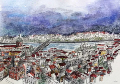 "Toulouse" eseri SÜMEYYE YUŞAN tarafından 2016 yılında 29x40 cm ölçülerinde Kağıt üzeri sulu boya tekniği ile yapılmıştır.