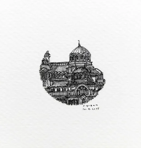 "Alexander Nevsky" eseri SÜMEYYE YUŞAN tarafından 2015 yılında 3.5x3.5 cm ölçülerinde Kağıt üzeri rapido kalem tekniği ile yapılmıştır.