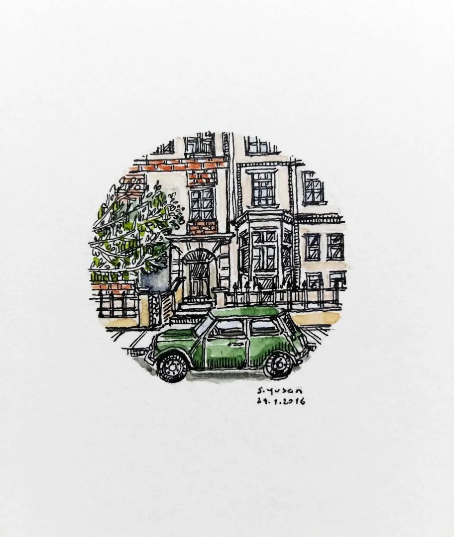 yakınlaştır "Amsterdam" eseri SÜMEYYE YUŞAN tarafından 2016 yılında 3.5x3.5 cm ölçülerinde Kağıt üzeri sulu boya tekniği ile yapılmıştır.