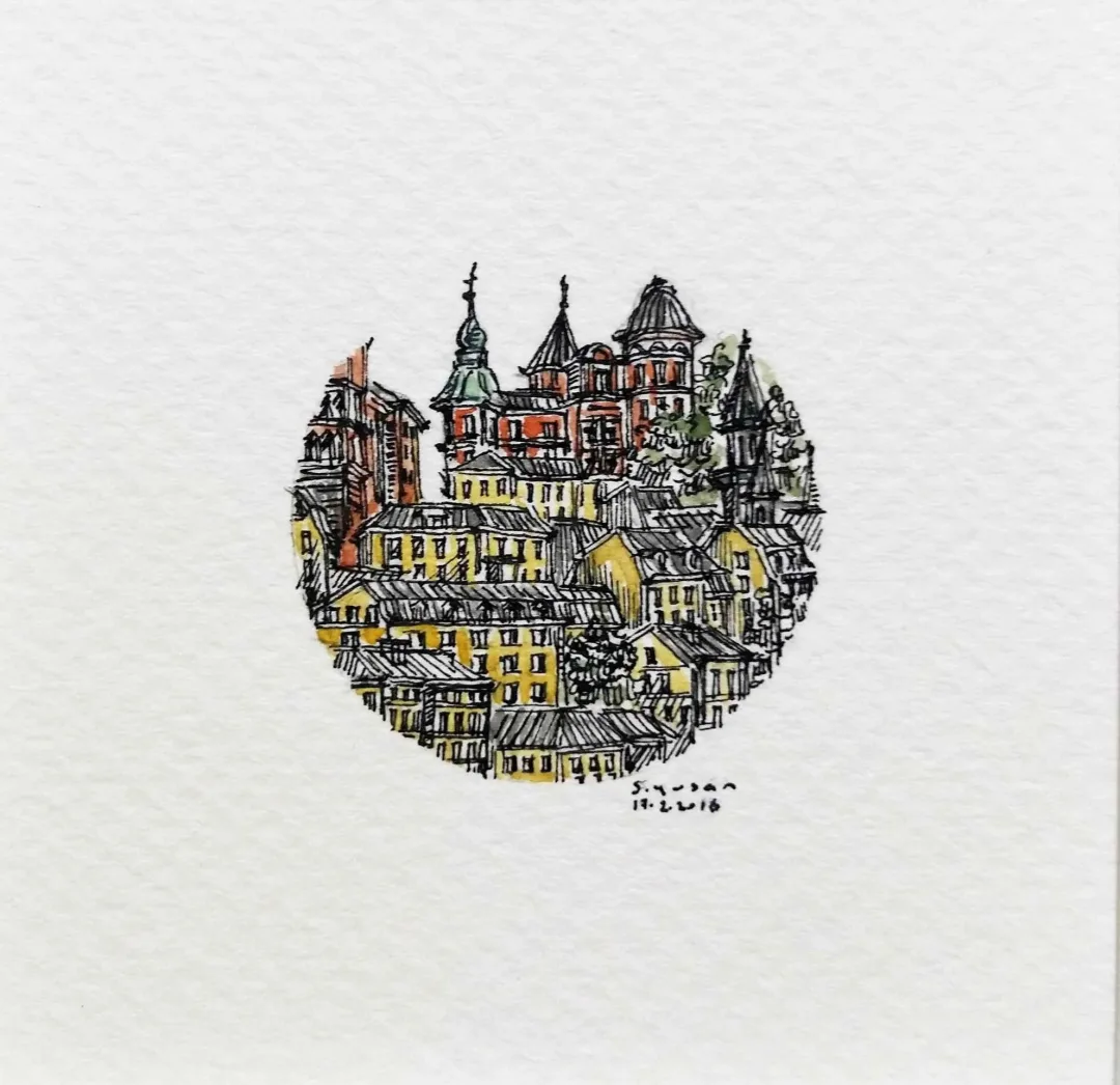 yakınlaştır "Stockholm" eseri SÜMEYYE YUŞAN tarafından 2016 yılında 3.5x3.5 cm ölçülerinde Kağıt üzeri sulu boya tekniği ile yapılmıştır.