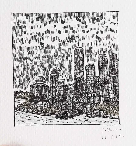 SÜMEYYE YUŞAN — “Newyork”, 2015 "Newyork" eseri SÜMEYYE YUŞAN tarafından 2015 yılında 5.5x6 cm ölçülerinde Kağıt üzeri rapido kalem tekniği ile yapılmıştır.