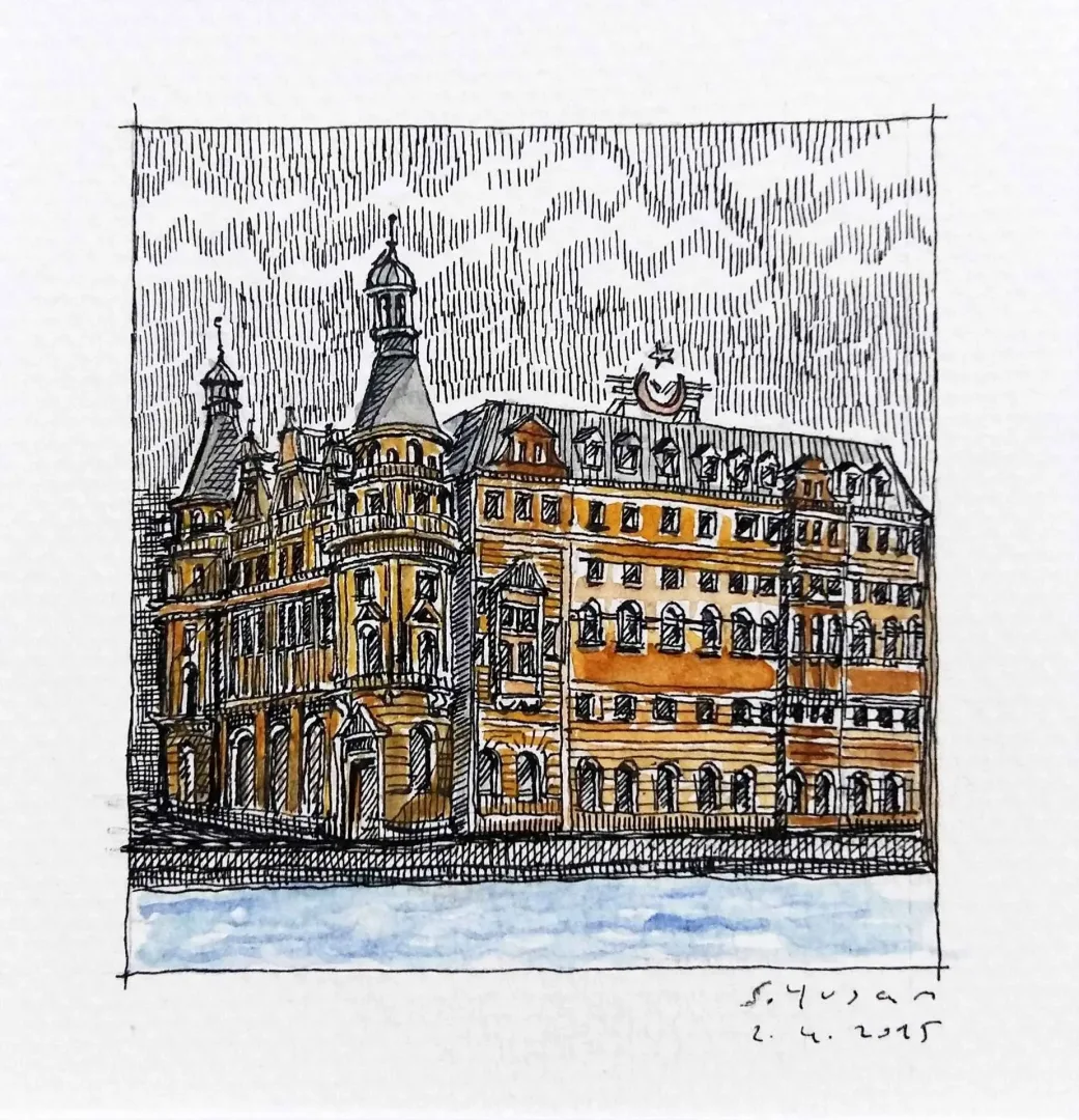 yakınlaştır "Haydarpaşa" eseri SÜMEYYE YUŞAN tarafından 2015 yılında 5.5x6 cm ölçülerinde Kağıt üzeri sulu boya tekniği ile yapılmıştır.