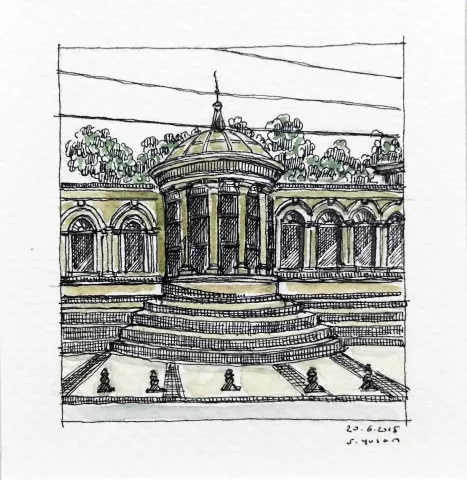 SÜMEYYE YUŞAN — “İsimsiz”, 2015 "İsimsiz" eseri SÜMEYYE YUŞAN tarafından 2015 yılında 5.5x6 cm ölçülerinde Kağıt üzeri sulu boya tekniği ile yapılmıştır.