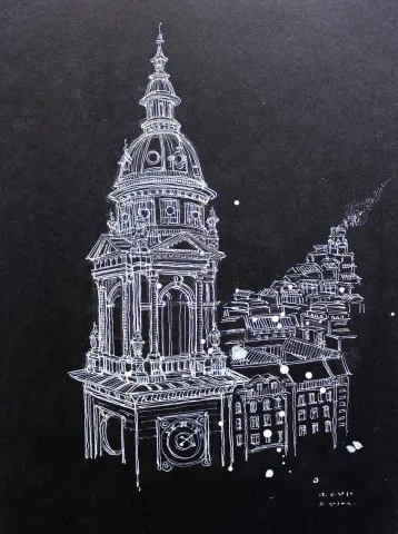 SÜMEYYE YUŞAN — “Stephens basilica”, 2016 "Stephens basilica" eseri SÜMEYYE YUŞAN tarafından 2016 yılında 21x15 cm ölçülerinde Kağıt üzeri beyaz kalem tekniği ile yapılmıştır.