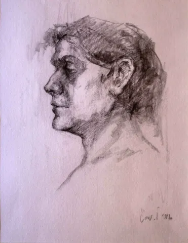 "Gül Abla" eseri ÖMER İNAN tarafından 2015 yılında 29x22 cm ölçülerinde Kağıt üzeri karakalem tekniği ile yapılmıştır.