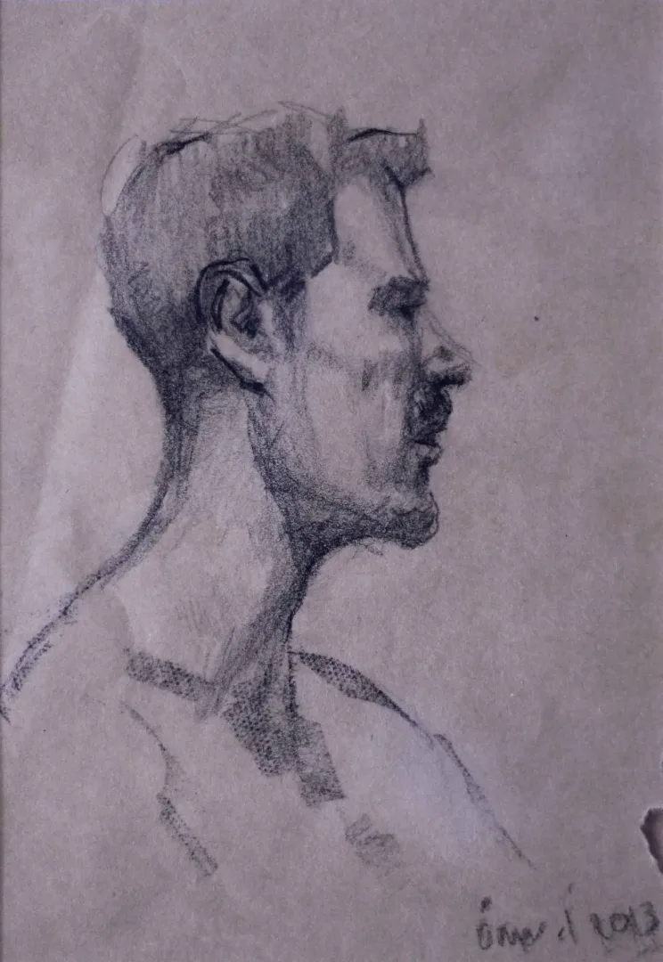 "Gurur" eseri ÖMER İNAN tarafından 2015 yılında 29x22 cm ölçülerinde Kağıt üzeri karakalem tekniği ile yapılmıştır.