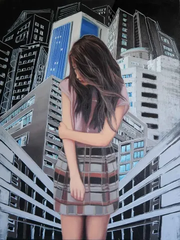 "Ames Room-II" eseri BURAK KUTLAY tarafından 2016 yılında 80x60 cm ölçülerinde Tuval üzeri yağlı boya tekniği ile yapılmıştır.