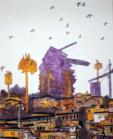 Bu eser DEMET YAZICI tarafından 2016 yılında 150x120 cm ölçülerinde Tuval üzeri akrilik boya tekniği ile yapılmıştır.