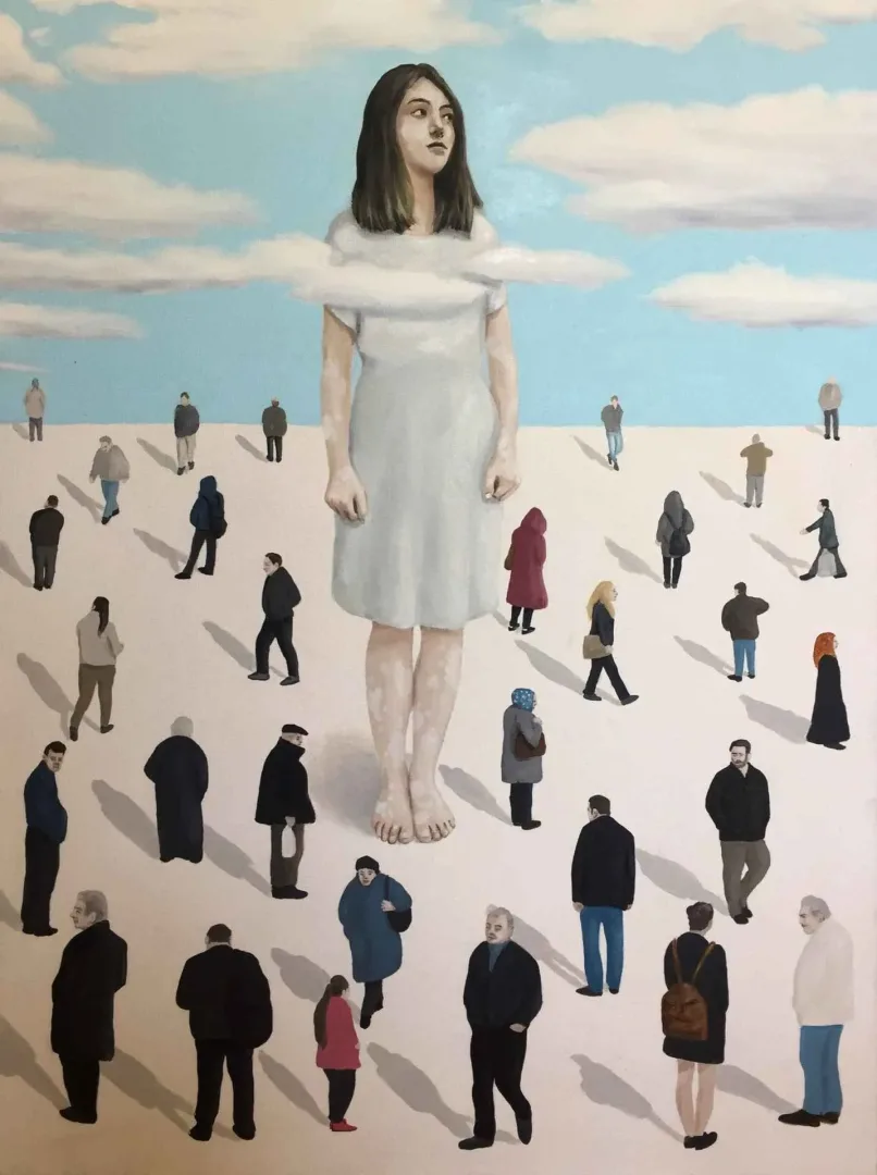 yakınlaştır "İsimsiz" eseri TIFAK ARSLAN tarafından 2016 yılında 80x60 cm ölçülerinde Tuval üzeri yağlı boya tekniği ile yapılmıştır.