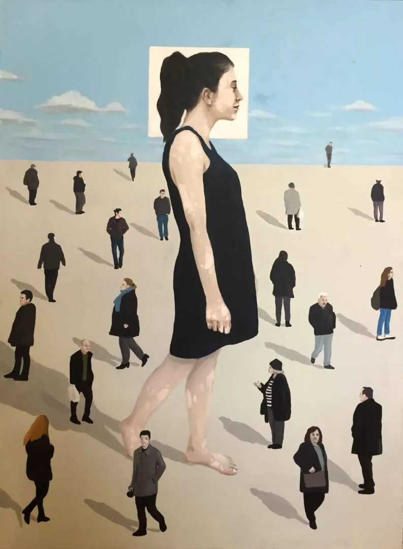 yakınlaştır "İsimsiz" eseri TIFAK ARSLAN tarafından 2016 yılında 80x60 cm ölçülerinde Tuval üzeri yağlı boya tekniği ile yapılmıştır.