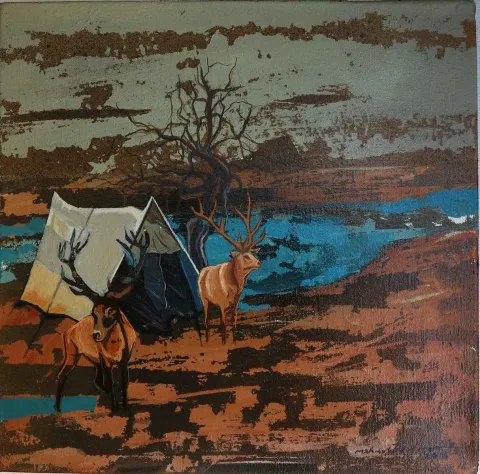 "isimsiz" eseri MAHMUT ÖZDEMİR tarafından 2016 yılında 25x25 cm ölçülerinde Tuval üzeri yağlı boya tekniği ile yapılmıştır.