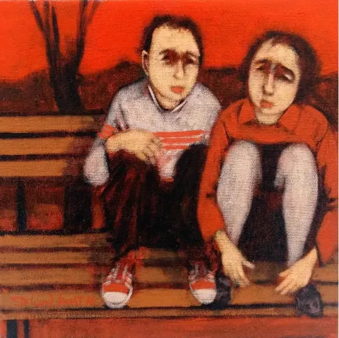 "isimsiz" eseri ORHAN UMUT tarafından 2016 yılında 25x25 cm ölçülerinde Tuval üzeri akrilik boya tekniği ile yapılmıştır.