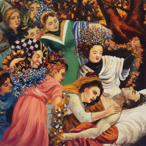 HATİCE BERRAK ÇİÇE — “Uğurlama”, 2016 "Uğurlama" eseri HATİCE BERRAK ÇİÇE tarafından 2016 yılında 25x25 cm ölçülerinde Tuval üzeri yağlı boya tekniği ile yapılmıştır.