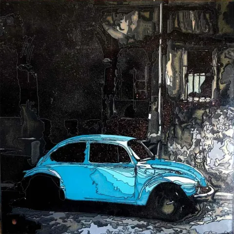 "isimsiz" eseri EMRE LÜLE tarafından 2016 yılında 25x25 cm ölçülerinde Poliplastik tekniği ile yapılmıştır.
