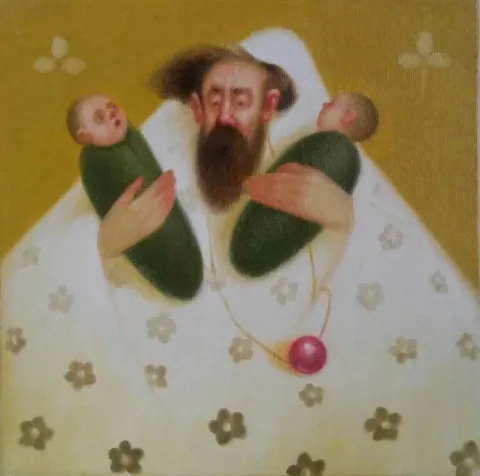"Kutsaliyet" eseri ÖMER EKEN tarafından 2016 yılında 25x25 cm ölçülerinde Tuval üzeri yağlı boya tekniği ile yapılmıştır.