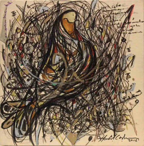 HALİL COŞKUN — “isimsiz”, 2016 "isimsiz" eseri HALİL COŞKUN tarafından 2016 yılında 25x25 cm ölçülerinde Tuval üzeri akrilik boya tekniği ile yapılmıştır.