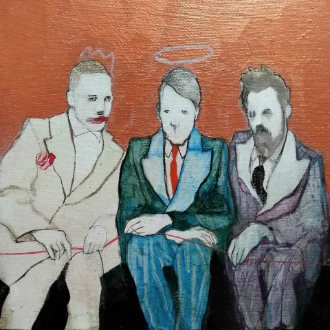 "isimsiz" eseri ERCAN AYÇİÇEK tarafından 2016 yılında 25x25 cm ölçülerinde Tuval üzeri akrilik boya tekniği ile yapılmıştır.