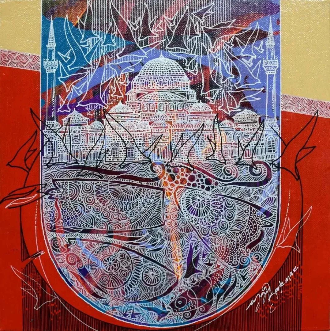 "isimsiz" eseri ENGİN KORKMAZ tarafından 2016 yılında 25x25 cm ölçülerinde Tuval üzeri akrilik boya tekniği ile yapılmıştır.