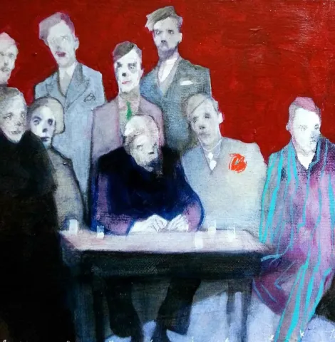 "isimsiz" eseri ERCAN AYÇİÇEK tarafından 2016 yılında 25x25 cm ölçülerinde Tuval üzeri akrilik boya tekniği ile yapılmıştır.