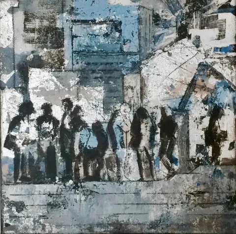 "isimsiz" eseri EVREN TEMEL tarafından 2016 yılında 25x25 cm ölçülerinde Tuval üzeri yağlı boya tekniği ile yapılmıştır.