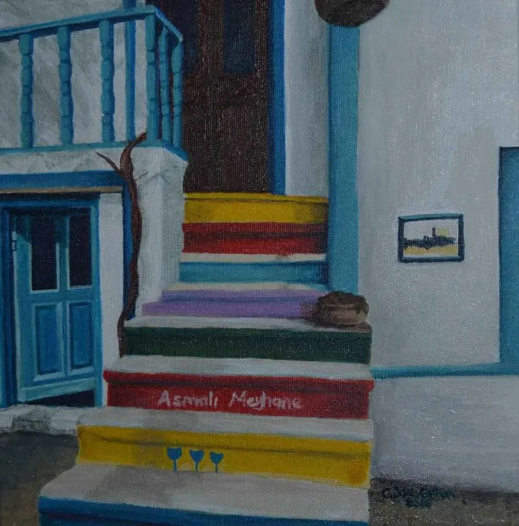 yakınlaştır "Mekan" eseri GÜLŞAH ÇALHAN tarafından 2016 yılında 25x25 cm ölçülerinde Tuval üzeri yağlı boya tekniği ile yapılmıştır.