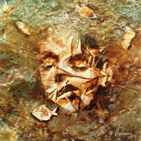 HASAN ÇAĞLAYAN — “Atatürk”, 2016 "Atatürk" eseri HASAN ÇAĞLAYAN tarafından 2016 yılında 25x25 cm ölçülerinde Tuval üzeri karışık teknik tekniği ile yapılmıştır.