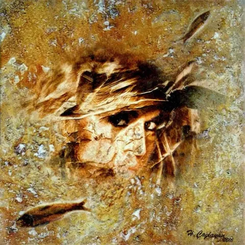 HASAN ÇAĞLAYAN — “Atatürk”, 2016 "Atatürk" eseri HASAN ÇAĞLAYAN tarafından 2016 yılında 25x25 cm ölçülerinde Tuval üzeri karışık teknik tekniği ile yapılmıştır.