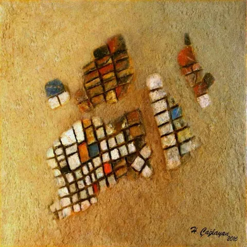 HASAN ÇAĞLAYAN — “Atatürk”, 2016 "Atatürk" eseri HASAN ÇAĞLAYAN tarafından 2016 yılında 25x25 cm ölçülerinde Tuval üzeri karışık teknik tekniği ile yapılmıştır.