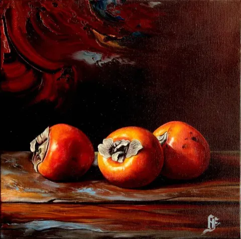 "Natürmort" eseri HÜSEYİN FEYZULLAH tarafından 2016 yılında 25x25 cm ölçülerinde Tuval üzeri yağlı boya tekniği ile yapılmıştır.