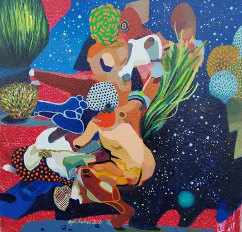 "isimsiz" eseri LEVENT OYLUÇTARHAN tarafından 2016 yılında 25x25 cm ölçülerinde Tuval üzeri yağlı boya tekniği ile yapılmıştır.