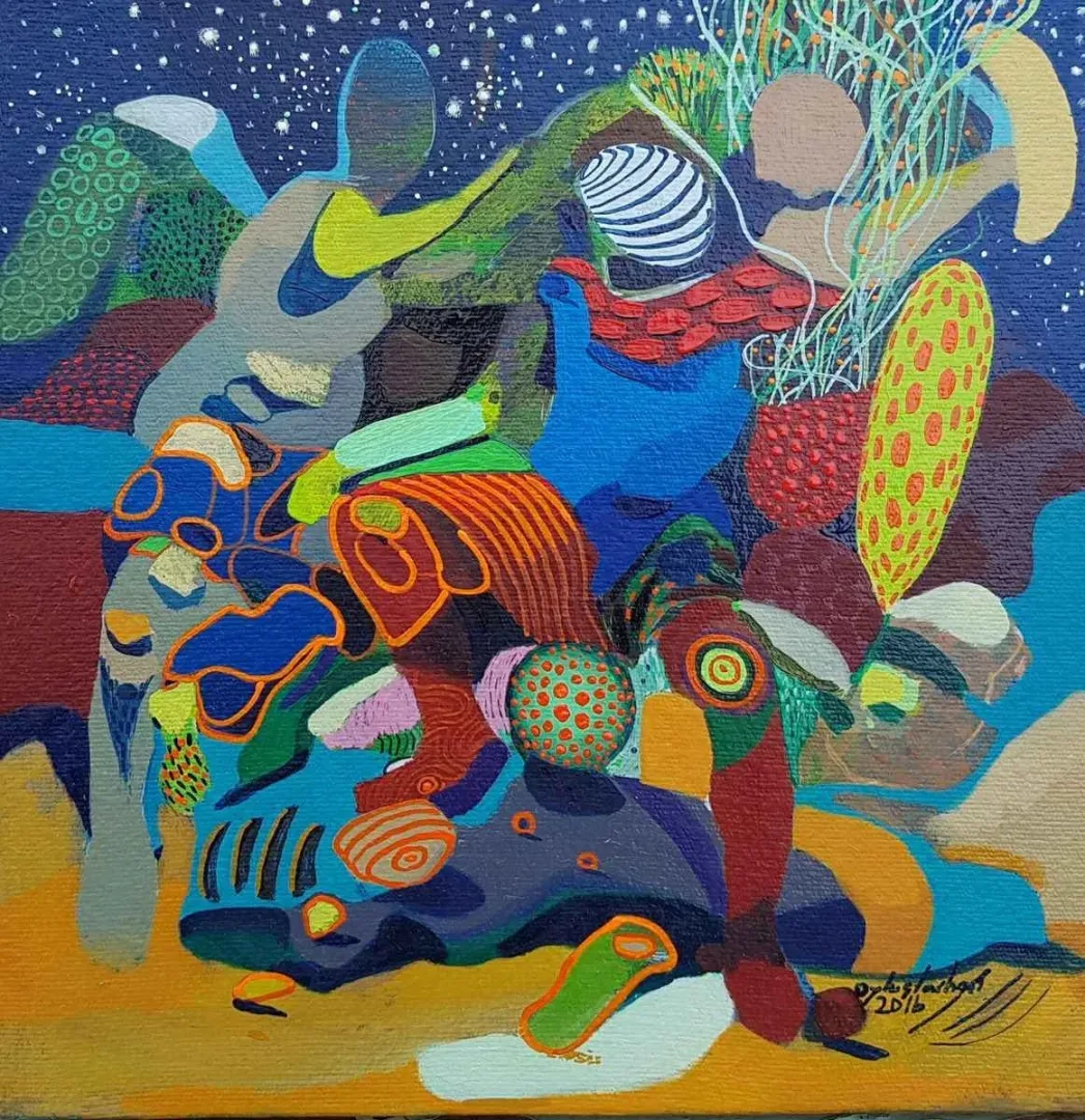 "isimsiz" eseri LEVENT OYLUÇTARHAN tarafından 2016 yılında 25x25 cm ölçülerinde Tuval üzeri yağlı boya tekniği ile yapılmıştır.