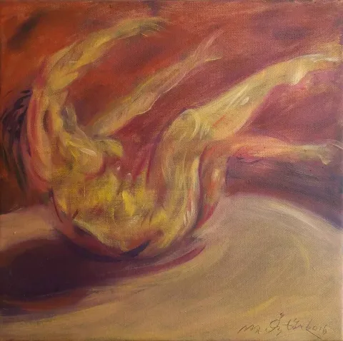 MAHMUT ÖZTÜRK — “Düşüş”, 2016 "Düşüş" eseri MAHMUT ÖZTÜRK tarafından 2016 yılında 25x25 cm ölçülerinde Tuval üzeri yağlı boya tekniği ile yapılmıştır.