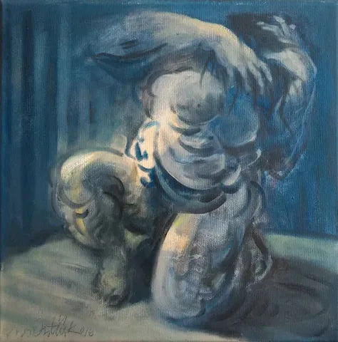 MAHMUT ÖZTÜRK — “Korku”, 2016 "Korku" eseri MAHMUT ÖZTÜRK tarafından 2016 yılında 25x25 cm ölçülerinde Tuval üzeri yağlı boya tekniği ile yapılmıştır.