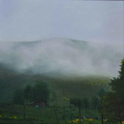 MEDİNE ÖZEN — “Yayla”, 2016 "Yayla" eseri MEDİNE ÖZEN tarafından 2016 yılında 25x25 cm ölçülerinde Tuval üzeri yağlı boya tekniği ile yapılmıştır.