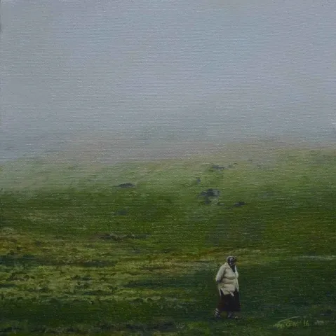 MEDİNE ÖZEN — “Yayla”, 2016 "Yayla" eseri MEDİNE ÖZEN tarafından 2016 yılında 25x25 cm ölçülerinde Tuval üzeri yağlı boya tekniği ile yapılmıştır.
