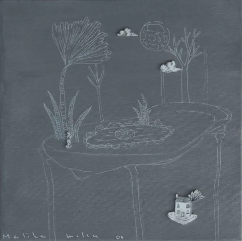 MELİKE KILIÇ — “isimsiz”, 2016 "isimsiz" eseri MELİKE KILIÇ tarafından 2016 yılında 25x25 cm ölçülerinde Tuval üzeri karışık teknik tekniği ile yapılmıştır.