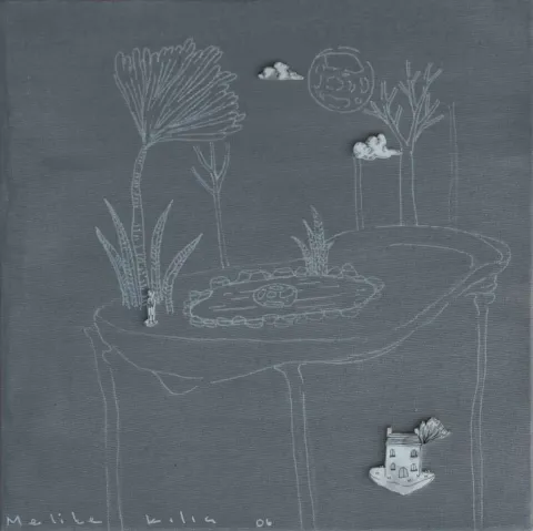 MELİKE KILIÇ — “isimsiz”, 2016 "isimsiz" eseri MELİKE KILIÇ tarafından 2016 yılında 25x25 cm ölçülerinde Tuval üzeri karışık teknik tekniği ile yapılmıştır.