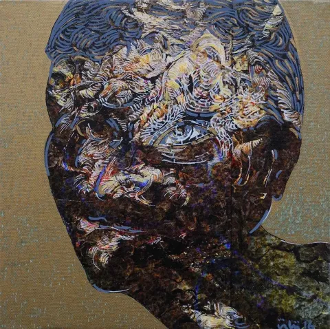 NECMETTİN ÖZLÜ — “isimsiz”, 2016 "isimsiz" eseri NECMETTİN ÖZLÜ tarafından 2016 yılında 25x25 cm ölçülerinde Tuval üzeri karışık teknik tekniği ile yapılmıştır.