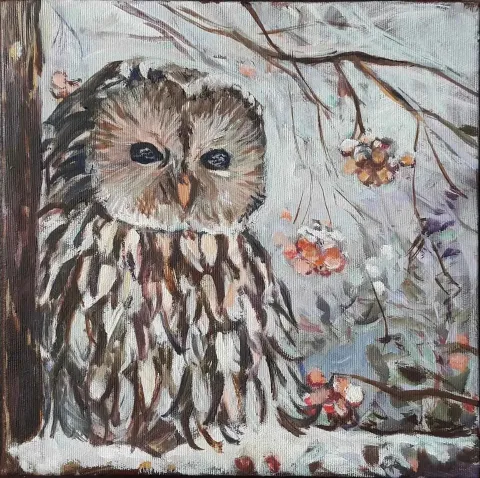 NİL KÖKEN — “isimsiz”, 2016 "isimsiz" eseri NİL KÖKEN tarafından 2016 yılında 25x25 cm ölçülerinde Tuval üzeri yağlı boya tekniği ile yapılmıştır.
