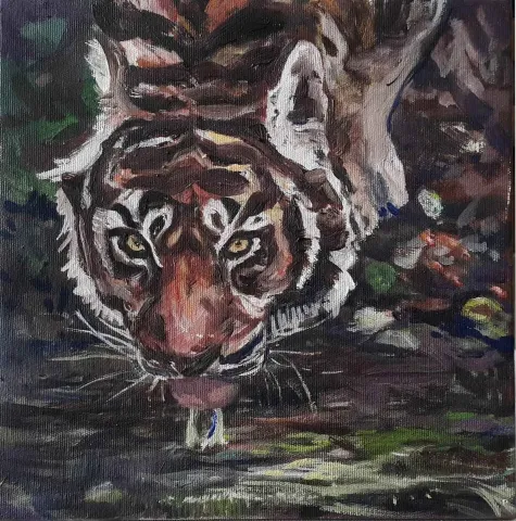 NİL KÖKEN — “isimsiz”, 2016 "isimsiz" eseri NİL KÖKEN tarafından 2016 yılında 25x25 cm ölçülerinde Tuval üzeri yağlı boya tekniği ile yapılmıştır.