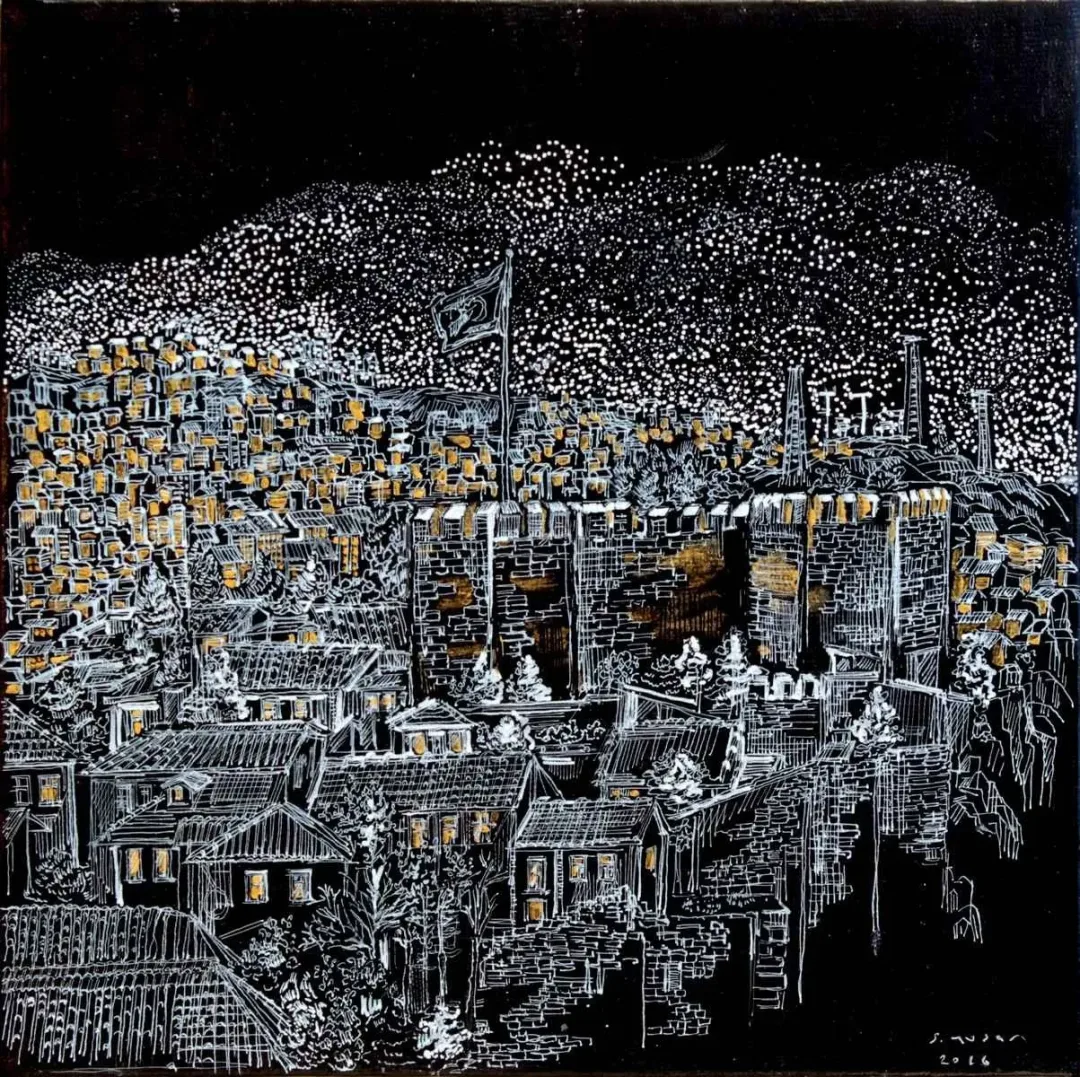 "isimsiz" eseri SÜMEYYE YUŞAN tarafından 2016 yılında 25x25 cm ölçülerinde Tuval üzeri karışık teknik tekniği ile yapılmıştır.