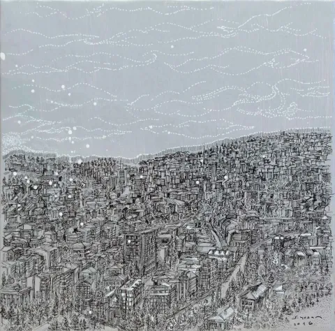 SÜMEYYE YUŞAN — “isimsiz”, 2016 "isimsiz" eseri SÜMEYYE YUŞAN tarafından 2016 yılında 25x25 cm ölçülerinde Tuval üzeri karışık teknik tekniği ile yapılmıştır.