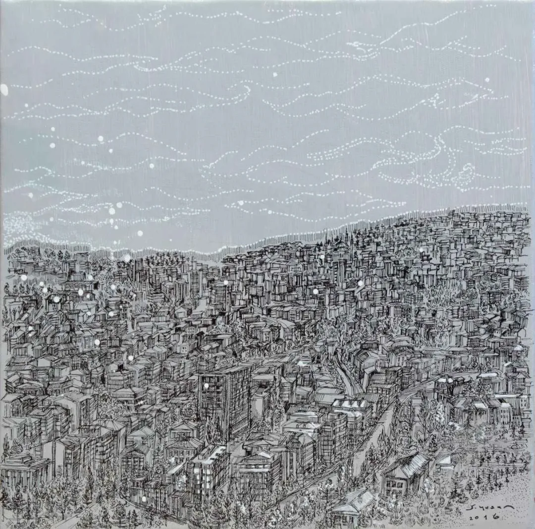 "isimsiz" eseri SÜMEYYE YUŞAN tarafından 2016 yılında 25x25 cm ölçülerinde Tuval üzeri karışık teknik tekniği ile yapılmıştır.