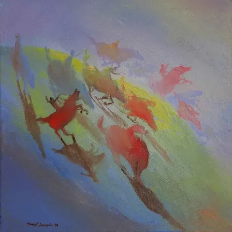 "isimsiz" eseri YUSUF ŞENGÜR tarafından 2016 yılında 25x25 cm ölçülerinde Tuval üzeri yağlı boya tekniği ile yapılmıştır.