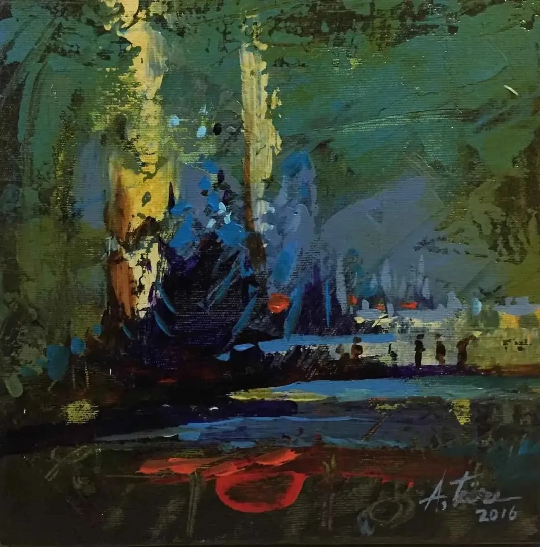 "Yağmur" eseri AHMET TÜRE tarafından 2016 yılında 25x25 cm ölçülerinde Tuval üzeri yağlı boya tekniği ile yapılmıştır.