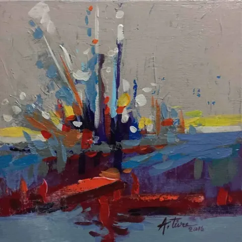 "Durul" eseri AHMET TÜRE tarafından 2016 yılında 25x25 cm ölçülerinde Tuval üzeri yağlı boya tekniği ile yapılmıştır.