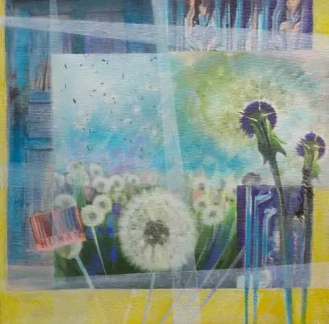 "Ütopik Hayatlar" eseri AYŞE SEZER tarafından 2016 yılında 25x25 cm ölçülerinde Tuval üzeri yağlı boya tekniği ile yapılmıştır.