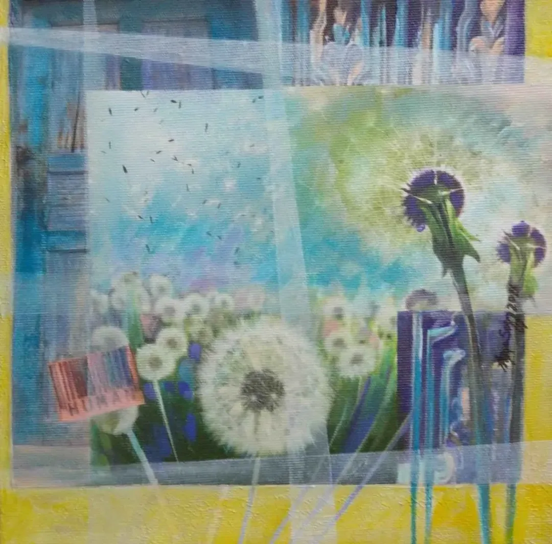 "Ütopik Hayatlar" eseri AYŞE SEZER tarafından 2016 yılında 25x25 cm ölçülerinde Tuval üzeri yağlı boya tekniği ile yapılmıştır.